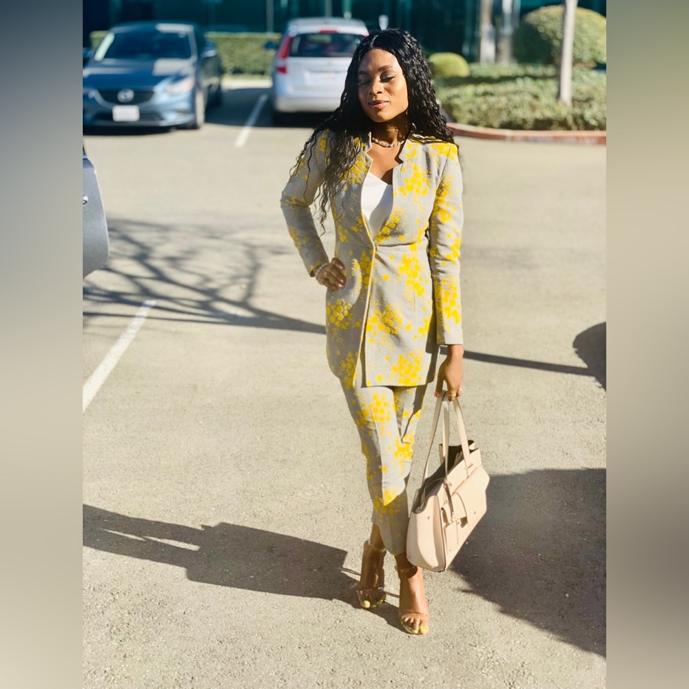 Zara jacquard blazer and pants.